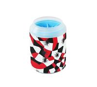 Squares Brosse de bain en silicone réutilisable Motif araignées rouges et blanches Pour chiens de petite et moyenne taille
