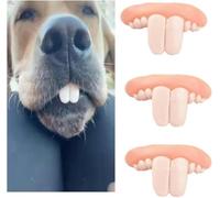 SquarezhenBo Lot de 3 fausses dents pour chiens, jouets pour chiens, bretelles drôles pour chien, costume de Noël pour chien, jouets à mâcher pour animaux de compagnie