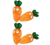 SquarezhenBo Lot de 4 jouets en forme de carotte pour chien avec couineurs multiples - Jouets à mâcher en peluche douce pour chiots et chats, fournitures interactives résistantes aux morsures, jouet