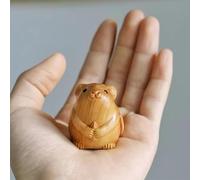 SquarezhenBo Petite souris en bois marron - Décoration d'intérieur rétro - Mini figurines de souris - Sculptures en bois sculptées - Ornements à suspendre