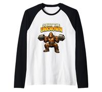 Squat The Unknown Funny Sasquatch Gym Bigfoot Manche Raglan