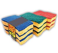 SQUATCH® KIT Cuisine | Lot de 9 éponges de Cuisine | Big Pack économique | 3X Bleues Soft + 3X Vertes Multi-USAGES + 3X Rouge Power | Cellulose Origine végétale | Double Action & Ultra Absorbant