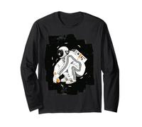 Squatting Gopnik Slav with Tracksuit in Space T-Shirt Manche Longue