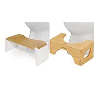 Squatty Potty Stockholm Pliante Bambou Toilettes Tabouret, 7-Pouce Pliable, Brun et Blanc & The Original Bambou Retourner Toilettes Tabouret, 7-Pouce & 9-Pouce Hauteur, Brun