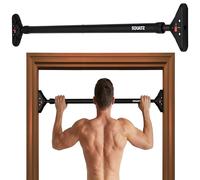 Squatz Barre de traction de porte réglable de 75 à 94 cm avec jauge de niveau, mécanisme de verrouillage et poignées en mousse, barre de chin up sans perceuse pour cadre de porte