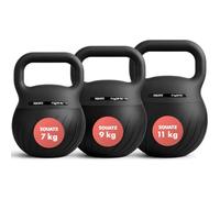 SQUATZ Lot 3 Kettlebells Souples Colorés 6,8-9-11,3 kg, Base Amortissante | Lot de 3 poids musculation avec rembourrage sable, haltère musculation, Fitness, home gym, Protection sol, Silencieux, Sport