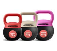 SQUATZ Lot 3 Kettlebells Souples Colorés 6,8-9-11,3 kg, Base Amortissante | Lot de 3 poids musculation avec rembourrage sable, haltère musculation, Fitness, home gym, Protection sol, Silencieux, Sport