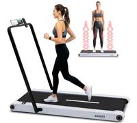 Squatz Tapis de Marche 2-en-1 avec Plateforme Vibrante, Walking Pad Compact sous Bureau 120 kg, Moteur Silencieux 45 DB, Écran LED, Télécommande, Surface Antidérapante