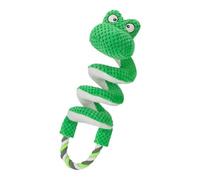 Squeaky Dog Toy - Stuffed Animal With Pull Rope, Interactive Chew Play | Plush Puppy Activity Toy - Tugging Game for Dogs | Soft Fabric Body, Built In Squeaker, Rope Handle, Indoor Outdoor Exercise