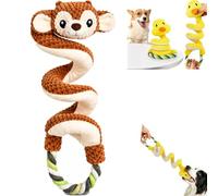 Squeaky Plush Dog Toy with Rope Handle, Interactive Tug Toy for Dogs (#7) | Built-in squeaker Spiral animal design Cotton rope handle Soft plush fabric PP cotton filling Great for interactive play