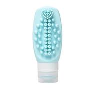 Squeeze Bottle Small - Silicone Toiletry Dispenser | 2 in 1 Shampoo Dispenser Massage Brush with Leak Proof Refillable Storage Containers Home Travel Bathroom Essential Kit