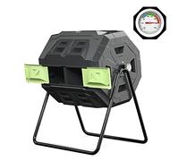Squeeze Master Grande Poubelle à Compost rotative avec thermomètre pour extérieur - pour Une Meilleure Circulation de l'air - Cadre en Acier Robuste sans BPA - 120 litres - Porte Verte