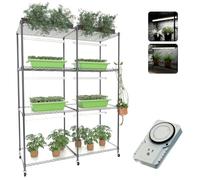 SQUEEZE master Serre d'intérieur à double grille avec lampes de croissance, grande capacité de 16 plateaux pour 1020 plateaux et coussins chauffants, support de plante LED à spectre complet avec