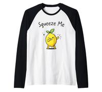 Squeeze Me Funny Lemon Dabbing Joli Jeu de Mots Estival aux Agrumes Manche Raglan