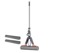 Squeeze Mop - Manche télescopique avec 2 têtes de rechange - Balai éponge pour le nettoyage des sols - Balai durable pour les tâches de nettoyage dans la cuisine, le salon, la salle de bain, la salle
