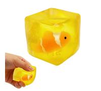 Squeeze Toys - Realistic Elastic Cube Fish Inside Decoration - Squeeze Stress Toy | for Christmas Stocking Stuffers Party Favors Travel Girl Adults