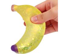 Squeeze Toys - Slow Rising Glitter Banana Squishy | Soft Sensory Cute Handheld Stress Relief Toy Portable Toy for Kids, Teens, Adults Use, Soft Foam Yellow, 10x5cm/3.94x1.97