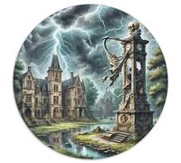 Squelette 1000 Pièces Puzzle Convient Aux Adultes Et Aux EnfantsJeu Thriller Puzzle Rond Décoration Moderne Bricolage pour Enfants Décompression Et Cadeau (67.5x67.5cm)