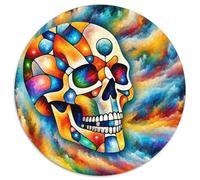 Squelette 1000 Pièces Puzzle Intelligence Thriller Puzzle Circulaire Puzzles Classiques Bricolage pour Enfants Décompression Et Cadeau (67.5x67.5cm)
