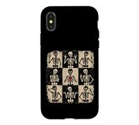 Squelette à Carreaux Halloween rétro Gothique Anatomie Graphique Coque pour iPhone X/XS