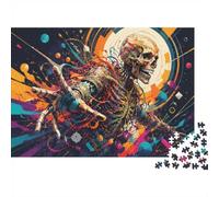 Squelette Abstrait Couleur 1000pcs Mini Puzzle pour Adultes Difficile | 52x38cm Carton Décor Salon Structure Durable Cadeau Anniversaire Soulagement Anxiété