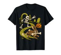 Squelette Amusant chassant Lapin Halloween Saison effrayante T-Shirt