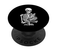 Squelette Amusant Qui Aime Le Chat jusqu'à la Mort pour Femmes et Hommes PopSockets PopGrip Adhésif