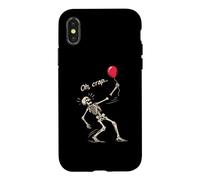 Squelette avec Ballon Rouge Perdu et os cassé Argot drôle Coque pour iPhone X/XS