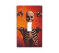 Squelette avec bras vers le haut, muscles flexibles, couvercle d'interrupteur décoratif à bascule unique pour cuisine, ferme, chambre à coucher, salle de bain