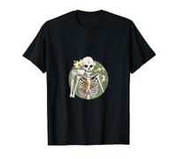 Squelette avec café Memento Mori T-Shirt Graphique avec Valeur, Homme, Noir, M