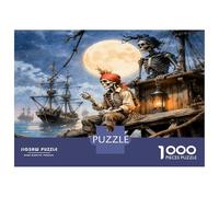Squelette Bateau Lune 1000 Pièces Puzzle Adultes Conte Nautique Macabre Coffret Puzzle Carton Solide - Ultra Dur Couples, Top Noté, Activité Parfaite À La Maison pour Tous 38x26cm/1000pcs