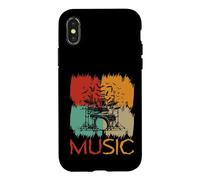 Squelette Batteur Musique Rétro Halloween Rock Band Coque pour iPhone X/XS