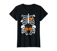 Squelette Bébé Jumeaux Halloween Grossesse Annonce Maman T-Shirt