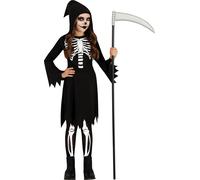 Squelette Costume Halloween Effrayant Fantastique Complet, Taille : 140/146 Couleur : Noir