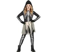 Squelette Costume Monstre Halloween Nuit Horreur Capuche Fantôme Hantise Long Manteau Effrayant Célébration Sombre Magie Fête Horreur Skellett, Taille : 110/116 Couleur : Noir