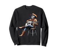 Squelette Cowboy Rose Guitare Country Music Western Gothique Sweatshirt