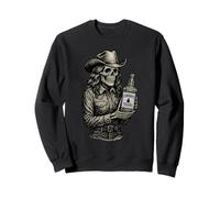 Squelette Cowgirl Whisky Cowboy Larmes Crâne Western Gothique Sweatshirt