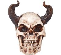 Squelette Crâne Cornes Décoration d'horreur Halloween Art Sombre Décoration d'épouvante Gothique Diable Crâne Adorn Méchant Ornement d'épouvante, Couleur : Beige