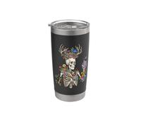 Squelette Crâne Fleur Bois Nature Graphique Gobelet isotherme en acier inoxydable double paroi