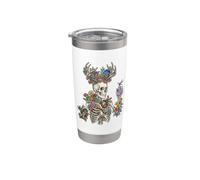 Squelette Crâne Fleur Bois Nature Graphique Gobelet isotherme en acier inoxydable double paroi
