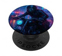 Squelette Cyberpunk Rider Moto Biker Synthwave PopSockets PopGrip Adhésif