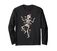 Squelette Dansant avec Fleurs Macabre Halloween éternel Manche Longue