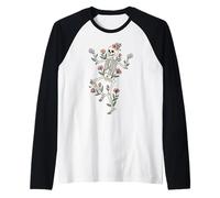 Squelette Dansant avec Fleurs Macabre Halloween éternel Manche Raglan