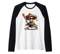 Squelette de baseball mexicain Cinco de Mayo Sombrero Mariachi Manche Raglan