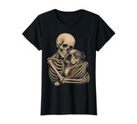 Squelette de Bouledogue Anglais câlin Gothique Amoureux des Chiens T-Shirt Graphique avec Valeur