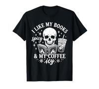 Squelette de café J'aime Mes Livres épicés et Mon café glacé T-Shirt