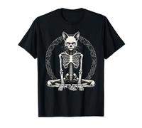 Squelette de Chat en méditation Pose de Yoga Os félins T-Shirt