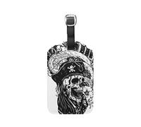 Squelette De Fleur De Crâne De Pirate Etiquettes à Bagages de Valises Voyage en Cuir Etiquette Nom Adresse ID Tags Drôle pour Les Garçons Filles(3PACK)
