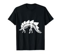 Squelette de fossile de Dinosaure stégosaure (Logo Blanc) T-Shirt Graphique avec Valeur