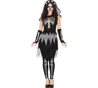 Squelette de la mariée fantôme Costume Halloween Horror Party Set, Taille : 42 - 44 (L) Couleur : Noir